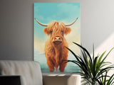 Highland Cow Art Print, Shaggy Coo Wall Decor, Farm Animal Painting, Scottish Cattle Wall Art, Rustic Farmhouse Home Decor, Countryside Gift
