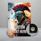 Gladiator Warrior Wall Art, Spartan Helmet Poster, Ancient Soldier Decor, Battle Themed Wall Hanging, Epic Art Print, Large 24x36 Banner