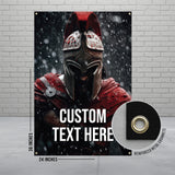 Ancient Warrior Poster, Custom Text Wall Art, Personalized Gift, Medieval Decor, Spartan Helmet Artwork, Large Outdoor Banner