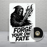 Forged Warrior Skeleton Art Poster, Skull with Sword Wall Hanging, Motivational Decor, Gothic Aesthetic Room Decor