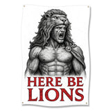 Here Be Lions Wall Art, Motivational Poster, Inspirational Home Decor, Gym Wall Art, Lion Head Warrior Illustration, Bedroom Decor