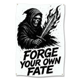 Reaper with Sword Wall Art, Motivational Skeleton Poster, Forge Your Own Fate Inspirational Decor, Grim Reaper Wall Hanging