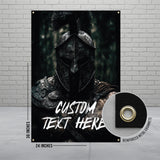 Gladiator Wall Art, Customizable Warrior Poster, Medieval Knight Print, Personalized Helmet Decor, Custom Text Metal Grommets