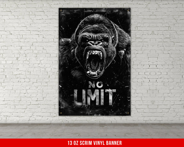 a black and white picture of a gorilla on a brick wall