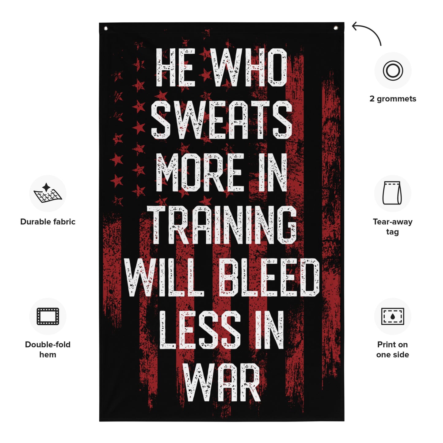 He Who Sweats Red USA - Gym Flags