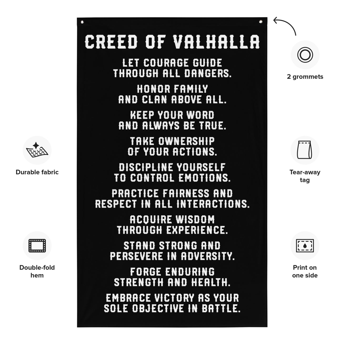 Creed Of Valhalla Centered Gym Flag