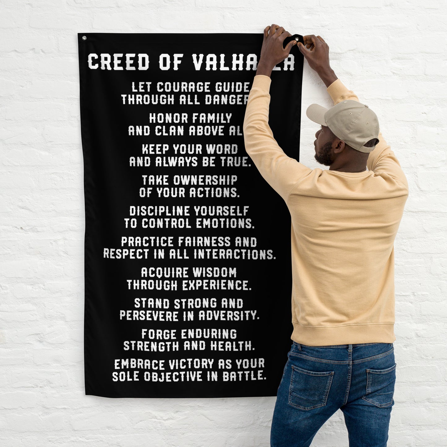 Creed Of Valhalla Centered Gym Flag