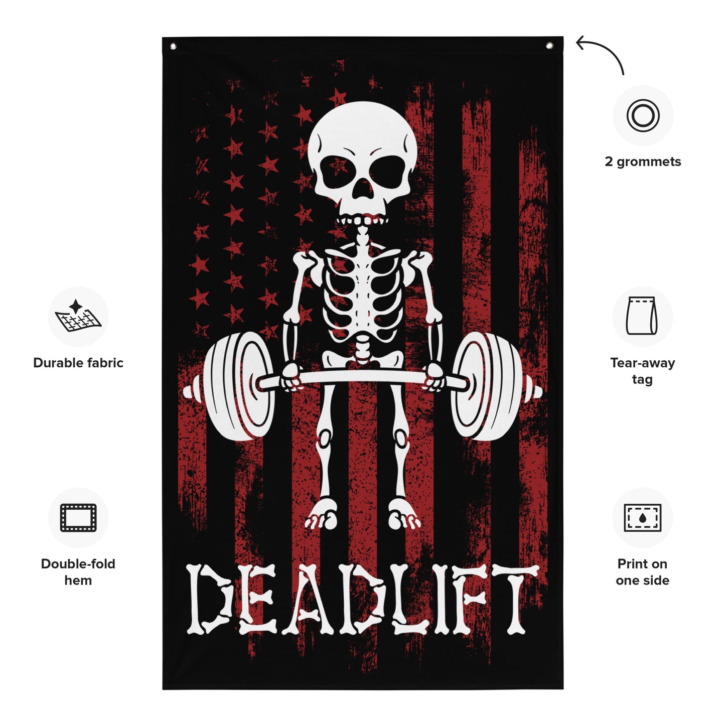 Skeleton Deadlift USA Red Gym Flag