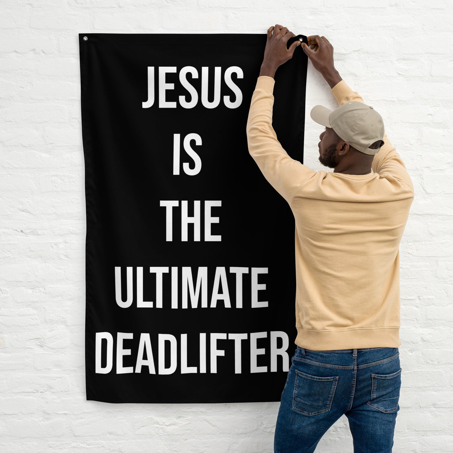 Jesus Deadlifter Gym Flag