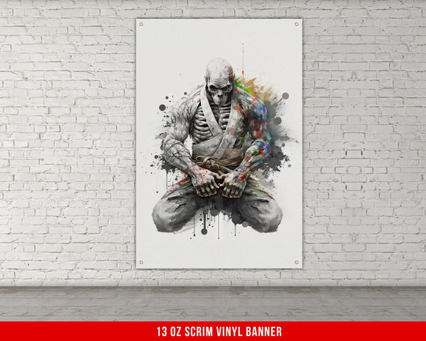 Jiu Jitsu Vinyl Banner, Skeleton Martial Arts, Grappling Gym Decor, Brazilian Jiu Jitsu Training, Wall Art, Gym Decoration, BJJ Poster