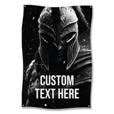 Spartan Warrior Helmet Poster, Customizable Text, Black and White Decor, Inspirational Wall Art, Office Decoration Print