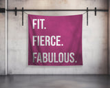 Fit Fierce Fabulous Wall Tapestry - Gym Decor - Large Motivational Fitness - Weightlifting Art