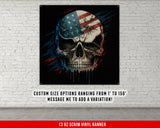 Skull USA Banner - Home Gym Decor - Large Wall Art - Fitness Training - Garage Inspirational - Patriotic - V3