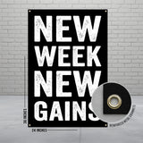 Motivational Gym Banner, New Week New Gains Poster, Fitness Wall Decor, Workout Inspiration Sign, Gym Room Decoration
