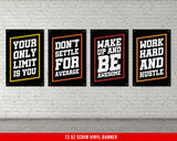 Inspirational Quote Banners - Set of 4 - Home Gym Decor - Large Quote Wall Art - Weightlifting Office