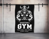 Braxton's Gym logo with a Viking warrior, training quote.