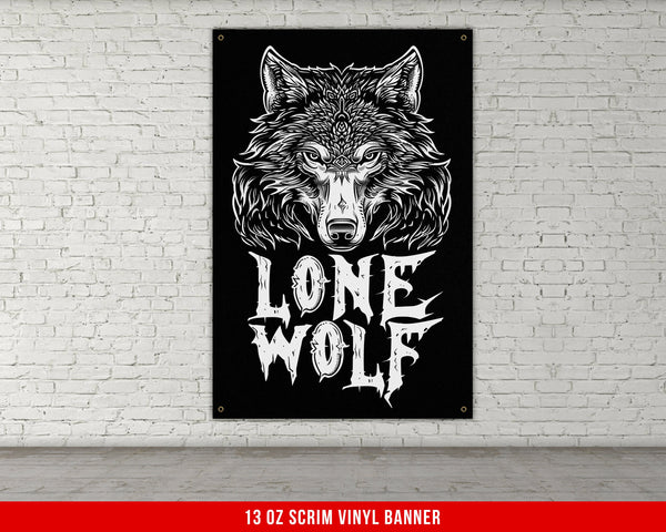 a picture of a wolf on a brick wall