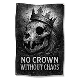 Gothic Skull Art with Crown Tapestry, No Crown Without Chaos Wall Hanging, Grunge Dark Decor, Gothic Art Decor, Aesthetic Wall Art