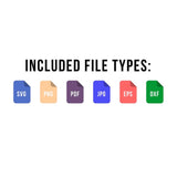 a set of colored file types on a white background