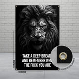 Motivational Lion Poster, Take a Deep Breath and Remember Who You Are, Inspirational Wall Art, Bold Statement Home Decor
