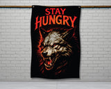 The image is a black and white advertisement for a product, likely a double-fold hem or a 2-meter-long fabric. The ad provides a size guide for the product, indicating that it is 56 inches long and 34.5 inches wide.