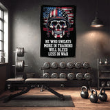 a bold statement "MADE IN THE USA" in large white letters, with a smaller American flag in the bottom right corner.