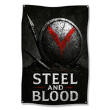 Viking Shield Poster, Steel and Blood Print, Warrior Decor, Norse Mythology Art, Medieval Wall Art, Battle Inspired Artwork