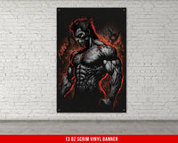 Werewolf Muscles Banner - Home Gym Decor - Large Motivational Wall Art - Weightlifting - Fitness Inspiration - V2
