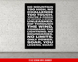 No Mountain Too High Banner - Home Gym Decor - Large Quotes Wall Art - Weightlifting - Motivational Sports Inspiration - V1