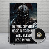 Spartan Warrior Poster, Motivation Wall Art, He Who Sweats More In Training Bleeds Less In War, Inspirational Gym Decor