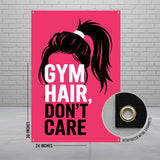Gym Hair Dont Care Banner, Gym Decor, Fitness Motivation, Workout Poster, Home Gym Sign, Gym Wall Art, Exercise Room Decor