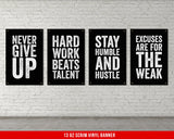 Motivational Quotes Banners - Set of 4 - Home Gym Decor - Large Quote Wall Art - Weightlifting Fitness