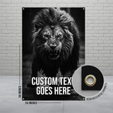Roaring Lion Poster, Custom Text Wildlife Art, Bold Animal Wall Decor, Motivational Lion Print, Wildlife Photography Poster