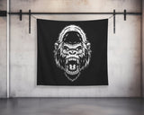 Gorilla Wall Tapestry | Motivational Weightlifting Art | Large Fitness Decor | Home or Garage Gym Decor