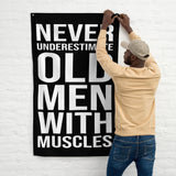 Gym Flags - Weightlifting Decor - Custom Home Gym Banner - Man Cave Wall Art - Gym Sign - Gym Gifts - Old Men