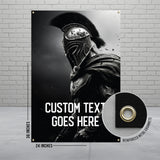 Gladiator Wall Poster, Ancient Warrior Art, 24x36 Inch Banner, Custom Text Wall Decor, Metal Grommets, Medieval Knight Print