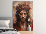 Jesus Christ Crown of Thorns Painting, Christian Wall Art, Spiritual Home Decor, Modern Abstract Religious Print, Divine Sacrifice Portrait