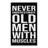Gym Flags - Weightlifting Decor - Custom Home Gym Banner - Man Cave Wall Art - Gym Sign - Gym Gifts - Old Men