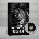 Lion Wall Art, Black and White Lion Poster, Lion Print, Large Animal Art, Wildlife Wall Decor, Inspirational Lion Art, Motivational Wall Art