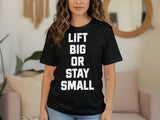 Lift Big or Stay Small Gym Shirt, Motivational Workout Tee, Fitness Inspiration T-Shirt, Gym Enthusiast Gift Idea