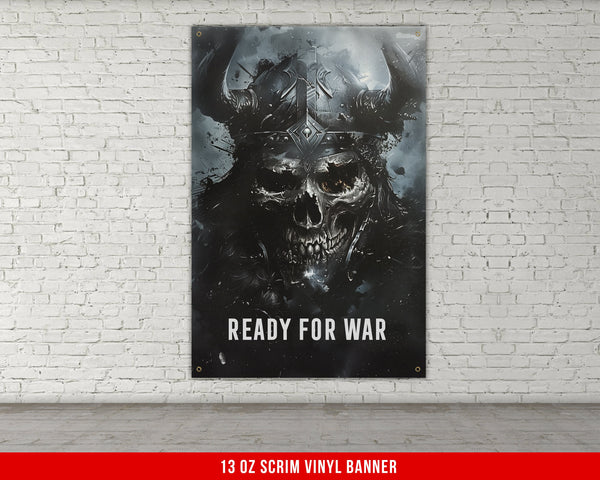 a poster of a skull with a helmet on it