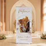 Custom Retractable Banner for Wedding – Personalized Photo Welcome Sign, Wedding Entrance Display, Reception Decor, and Backdrop