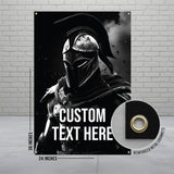 Custom Spartan Warrior Poster, Personalized Wall Banner, Epic Medieval Decor, Heroic Wall Art, Black and White Spartan Print