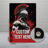 Custom Spartan Warrior Banner, Personalized Gladiator Wall Art, Unique Gift for Him, Mancave Decor, 24x36 Inches, Custom Text Here