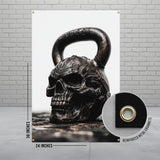 Skull Kettlebell Poster, Gothic Gym Decor, Fitness Motivation Wall Art, Heavy Weightlifting Print, Gym Enthusiast Gift