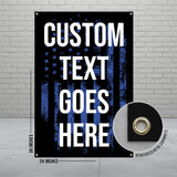 Personalized custom text flag, blue and black vertical banner, wall decor, customized flag sign, indoor outdoor sign