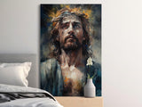 Jesus Christ Art, Crown of Thorns, Watercolor Spiritual Painting, Modern Christian Wall Art, Faith Decor, Messiah Canvas Print, Divine Hope