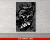 a black and white picture of a wolf on a brick wall