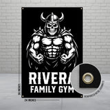Viking Warrior Family Gym Wall Banner, Home Gym Decor, Motivational Fitness Poster, Workout Room Art, Gym Inspiration Flag