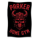 Skull Viking Banner, Personalized Home Gym Decor, Custom Name Flag, Skull Fitness Wall Art, Gift for Gym Enthusiasts